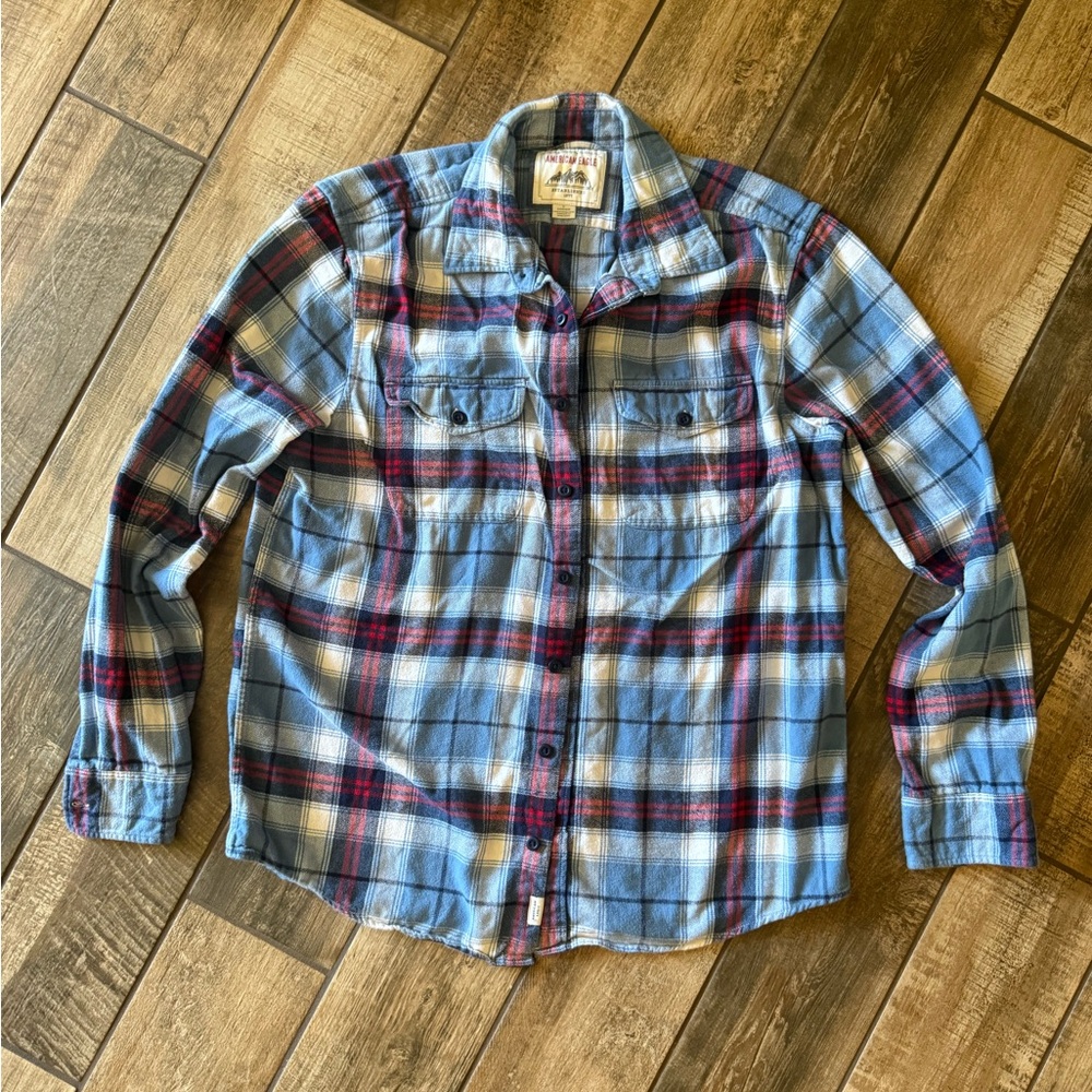 American Eagle Outfitters Blue and Red Plaid Shirt